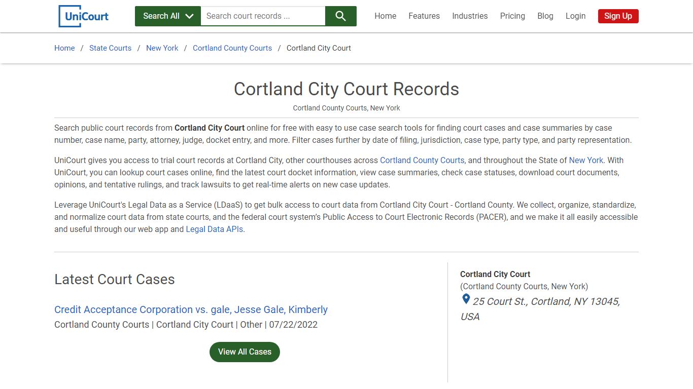 Cortland City Court Records | Cortland | UniCourt