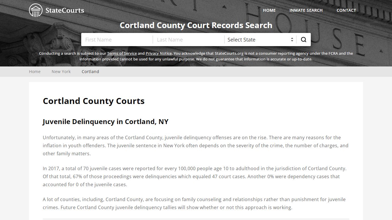 Cortland County, NY Courts - Records & Cases - StateCourts